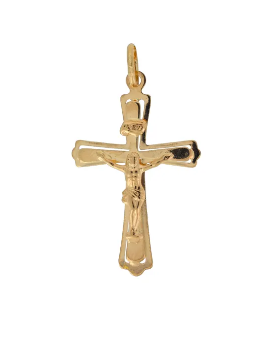 9CT Y/G FLAT CRUCIFIX 024